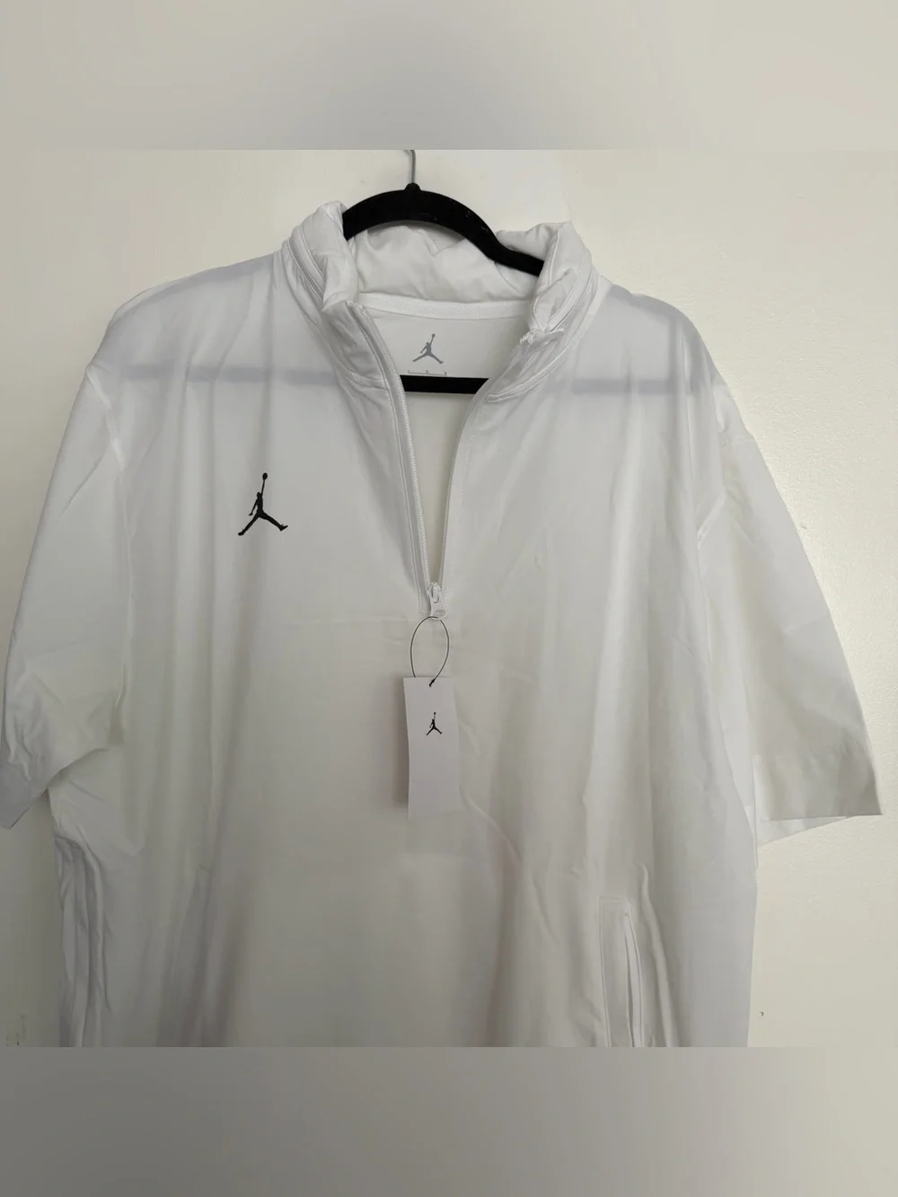 Men’s Jordan Lightweight Coach Short Sleeve Jacket White Size Large